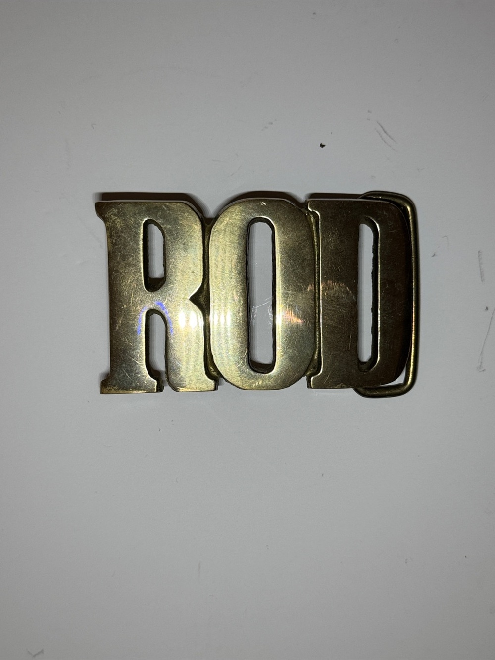 Brass 'ROD' Letter Belt Buckle